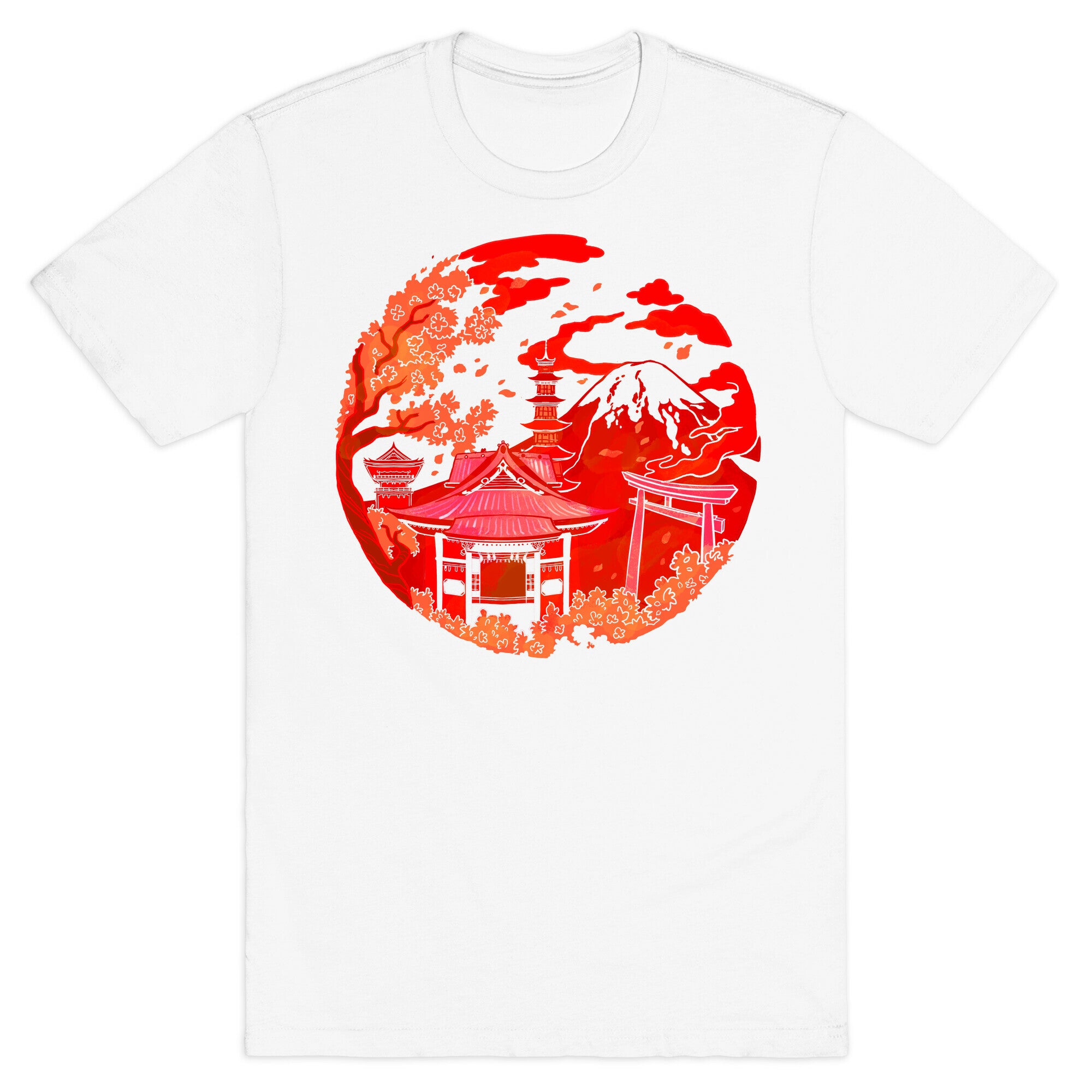Japan's Mount Fuji and Shinto Shrines Inside the Rising Sun T-Shirt